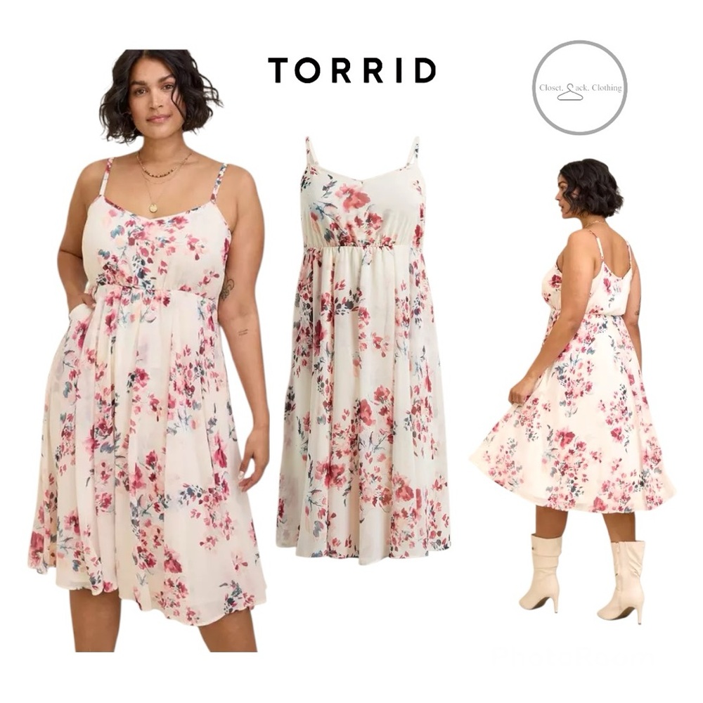 Torrid Midi Chiffon Pleated Dress